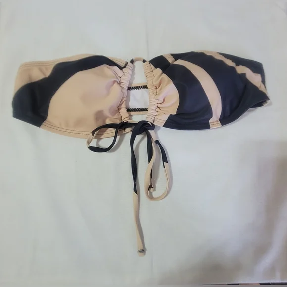 2 piece strapless bikini high waisted drawstring size medium - Picture 4 of 10